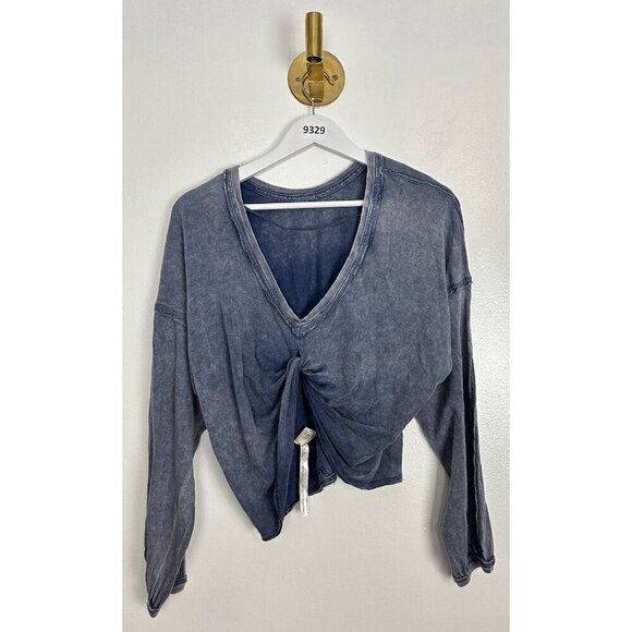 FREE PEOPLE Moon Rising Long Sleeve Top in Blue Size X-Small - Picture 7 of 7
